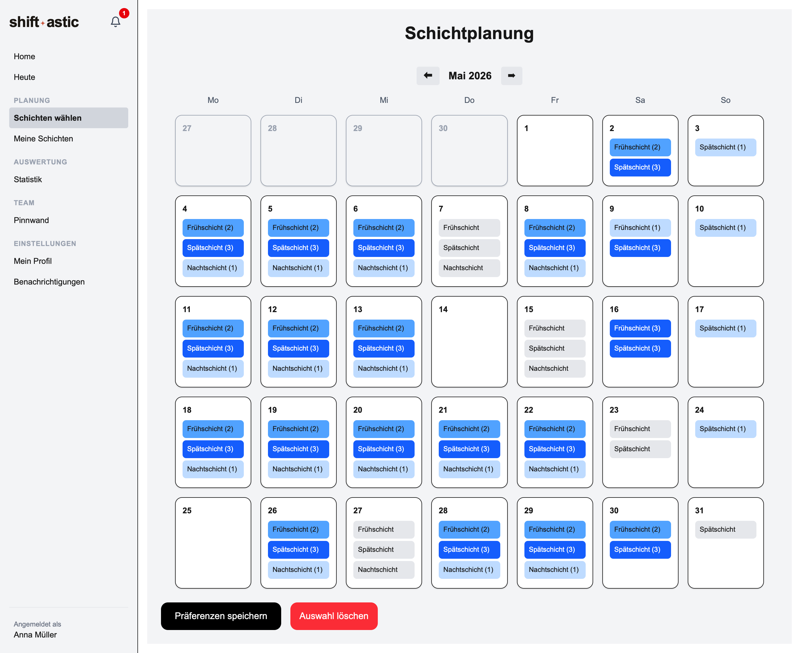 Schichtprioritäten setzen